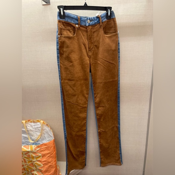 Good American Icon Mixed Media Denim & Faux Suede Pants Size 26 NWT - Picture 6 of 11